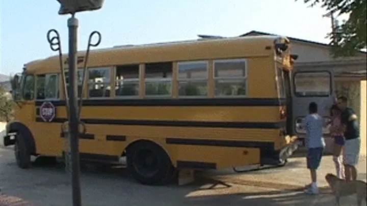 Young school slut gets double penetrated in the school bus