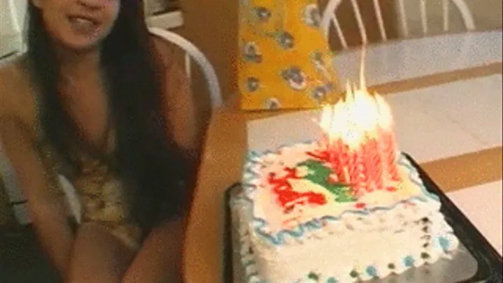 Birthday cake with cum for young brunette slut