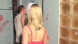 Glory hole anal experience for young blonde