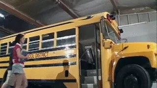 Brunette bitch fuckd in the ass by bus driver