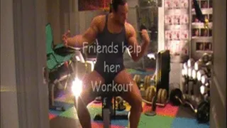 Friends help her Workout