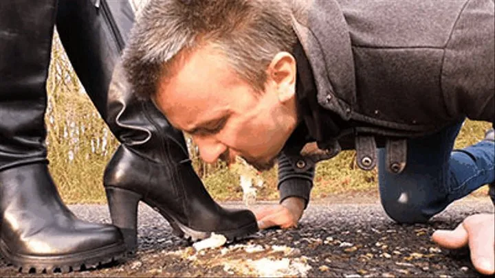 Slave's food under boots and tires