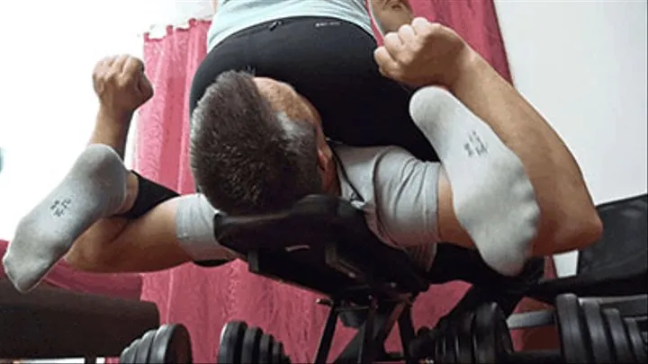 Humiliating the slave during workout