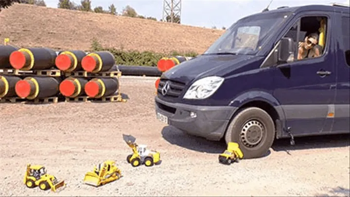 Construction vehicles flattened under my car