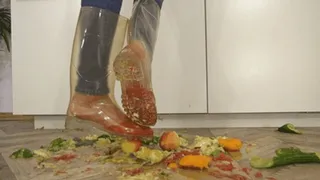 Crushing fruits and veggies under and in my rubber boots