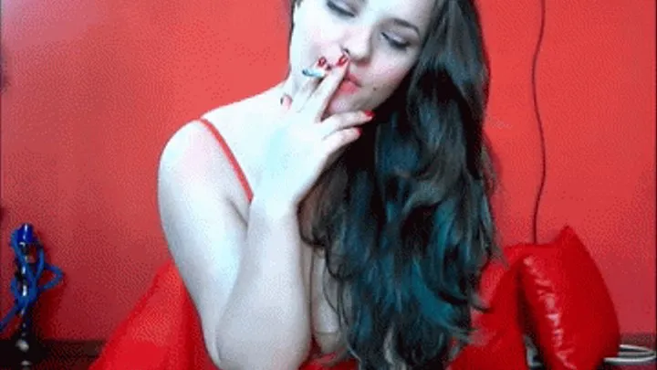 Eva in red marlboro chain smoking part 1