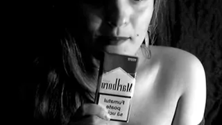 Eva smoking marlboro 100's sepia in classic black and white