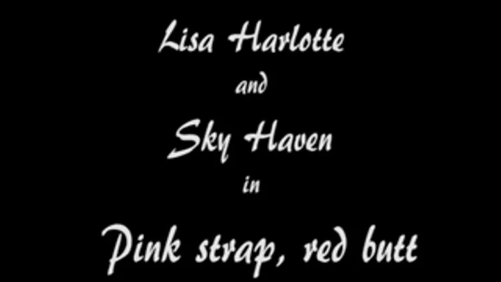 W100145 Lisa Harlotte and sky Haven in Pink strap, red butt