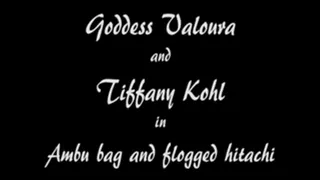 M100123 Goddess Valoura and Tiffany Kohl in Ambu bag and flogged hitachi