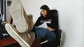 Watching her sexy feet, socks and sneakers - POV