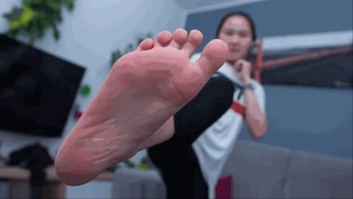 Asian girl karate kicks and POV foot worship