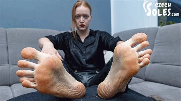 Foot slave under her BIG colorful soles