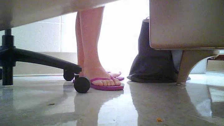 woman wearing women purple flip flops part 2