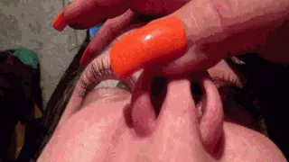 Examination of the nose with large nails