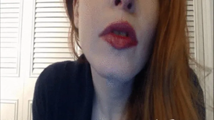 Redhead giantess tries to get tiny invisible man out of her mouth REQ