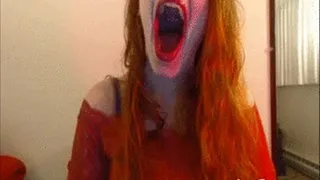 Redhead yawns in lacy shirt