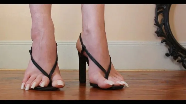 M - Long Toenails in sexy black heels