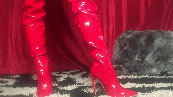 Shiny red boots