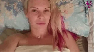 Selfie style humiliation and drain from bed