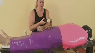 156 Femdom Mumified Pink tape orgasm