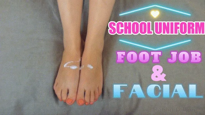 Toe Sucking and Footjob with Facial in School Uniform