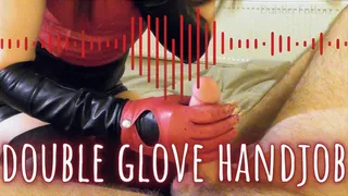 Dahlia's First Glovejob in Double Leather Gloves
