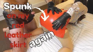 Another Red Leather Skirt Tease and Cumshot!