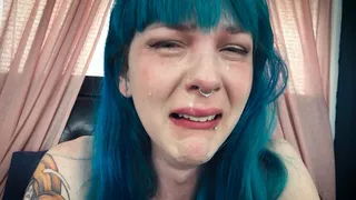 Blue Haired Girl Crying Clear Tears