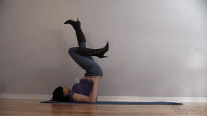 Shoulder stand bicycle legs exercise routine