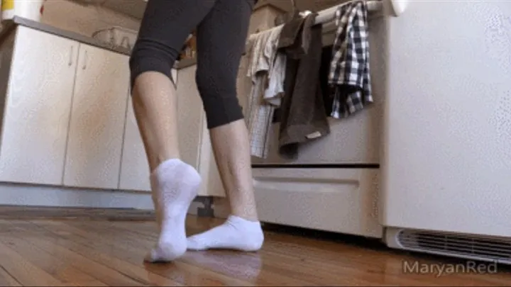 Socks ignore - Creeping on my white socks while making breakfast and stretching