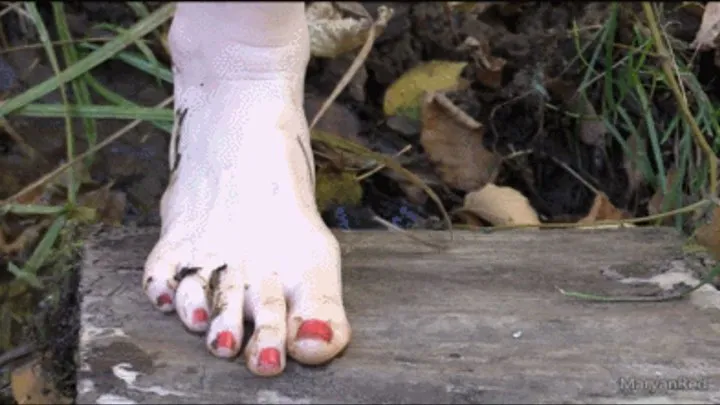 Dirty feet outdoors