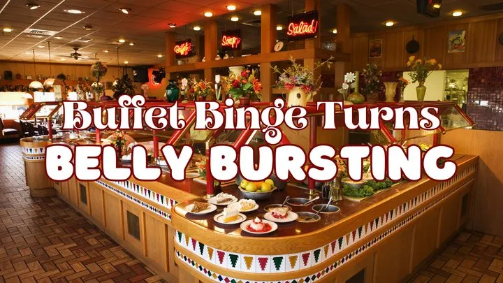 Buffet Binge Turns Belly Expansion & Bursting (AUDIO)