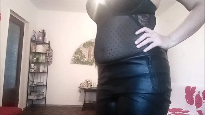 Mistress Roberta - Ball kicking and leather worship pov