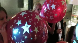 Spontaneous: THREE girls blowing Balloons on Sylvester Party-Boat