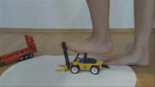 Sneakergirl Crushes a LEGO Truck with Her Big Feet