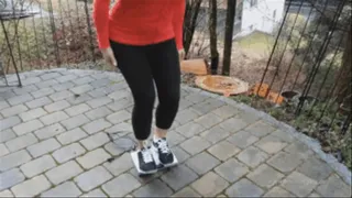 Sneakergirl Crushing a TV Receiver