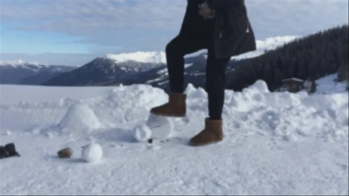 Sneaker-Girl Blacklady Crushes a Snowman