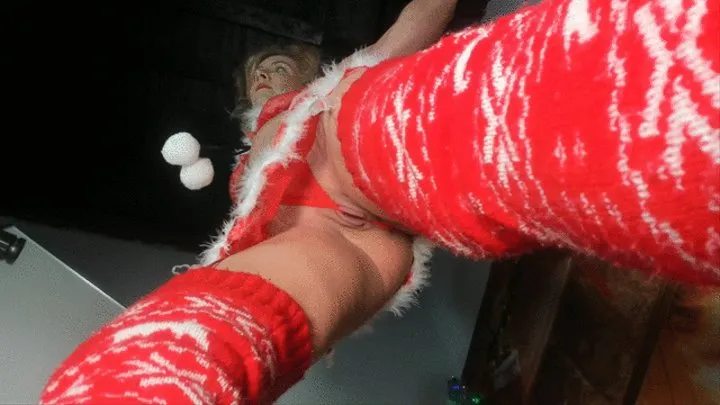 Upskirt in holiday lingerie