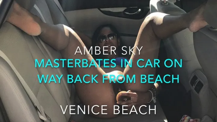 AMBER SKY WALKS BACK FROM THE BEACH THEN MASTURBATES IN CAR