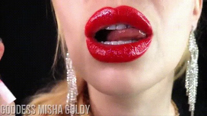 Close-up Red Lips Smoking Tease