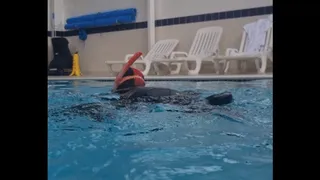 wetsuit snorkel in pool tease