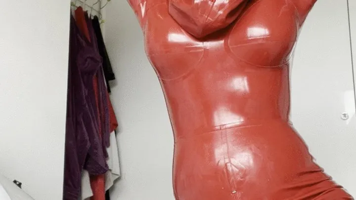 latex rubber catsuit and hoods and but plugs tease and cum and boots