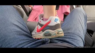 Lea hard cock and ball trample with her sweet dirty used Nike Airmax and happy end over her sneakers