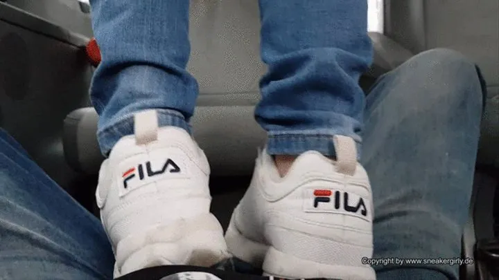 cock trampling with happy end over dirty used Fila sneakers