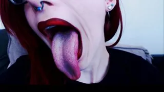 Showing my Long Tongue and Straight Teeth with Lipstick on