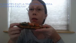 A Giantess Eats a Tiny Man On Pizza