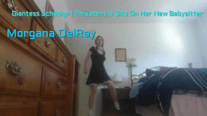Giantess Schoolgirl Threatens and Sits On Her New Babysitter