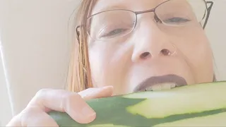 Mean Cucumber Eating In Black Lipstick