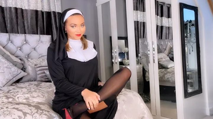 Naughty nun in her seamed nylons & butt plug pov bj & fuckin!