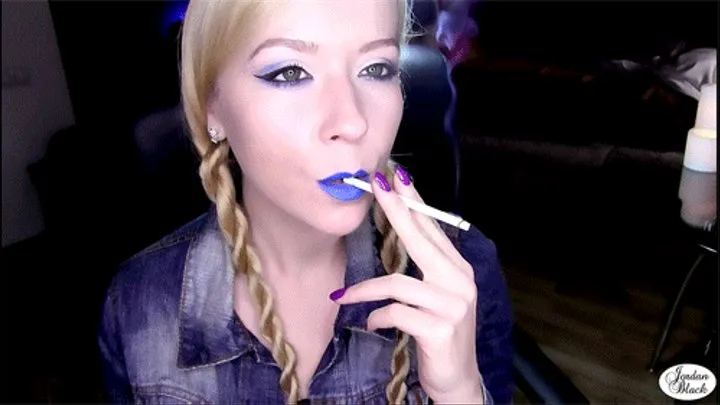 Smoking Vogue Superslims with Blue Lips